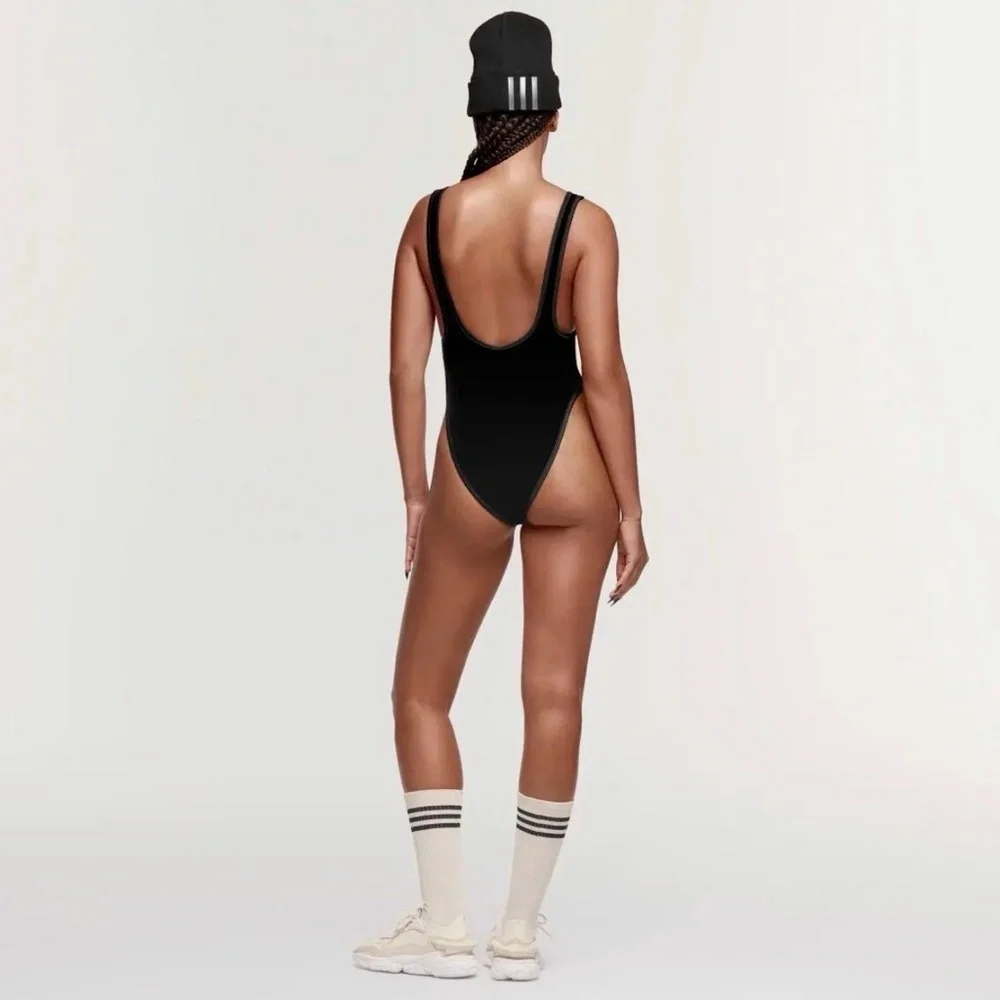 Adidas Ivy Park by Beyoncé Triple Black Velvet Body Suit - Picture 4 of 10